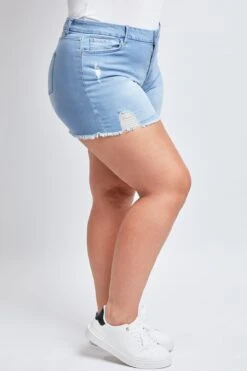 Women's Plus Curvy Fit Jeans Shorts With Fray Hem 13 Women's Plus Curvy Fit Jeans Shorts With Fray Hem -Wana Fashion Shop ES256741 L2649 3