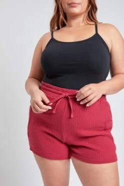 Women's Plus Size Cotton Shorts With Side Patch Pocket -Wana Fashion Shop ES2651DG 1391 2