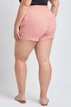 Women's Plus Size Cotton Shorts With Side Patch Pocket -Wana Fashion Shop ES2651DG 1934 4