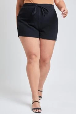 Women's Plus Size Cotton Shorts With Side Patch Pocket -Wana Fashion Shop ES2651DG 27 1