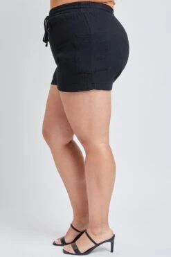 Women's Plus Size Cotton Shorts With Side Patch Pocket -Wana Fashion Shop ES2651DG 27 2