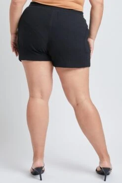 Women's Plus Size Cotton Shorts With Side Patch Pocket -Wana Fashion Shop ES2651DG 27 3