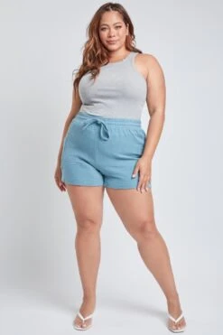 Women's Plus Size Cotton Shorts With Side Patch Pocket -Wana Fashion Shop ES2651DG 2850 2