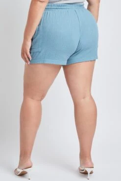 Women's Plus Size Cotton Shorts With Side Patch Pocket -Wana Fashion Shop ES2651DG 2850 4