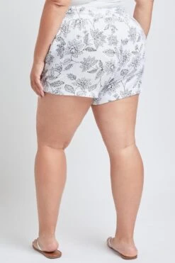 Women's Plus Size Cotton Shorts With Side Patch Pocket -Wana Fashion Shop ES2651DG 2851 1
