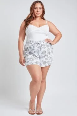 Women's Plus Size Cotton Shorts With Side Patch Pocket -Wana Fashion Shop ES2651DG 2851 2