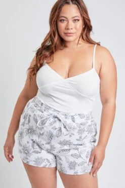 Women's Plus Size Cotton Shorts With Side Patch Pocket -Wana Fashion Shop ES2651DG 2851 3