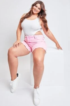 Women's Plus80's Acid Wash Mom Shorts 26 Women's Plus80's Acid Wash Mom Shorts -Wana Fashion Shop ES270889 FLAMI 3