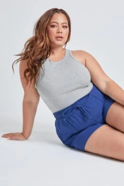 Women's Plus Double Gauze Shorts With Banded Hem -Wana Fashion Shop ES2729DG 165 1