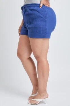 Women's Plus Double Gauze Shorts With Banded Hem -Wana Fashion Shop ES2729DG 165 4