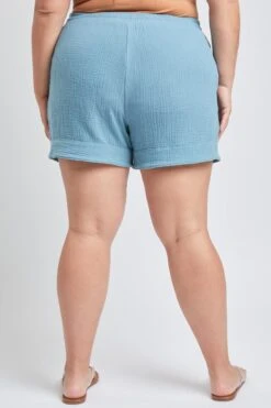 Women's Plus Double Gauze Shorts With Banded Hem -Wana Fashion Shop ES2729DG 2850 4