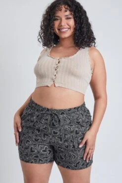 Women's Plus Drawstring Waistband Linen Shorts -Wana Fashion Shop ES2729LN 2804 1 14dc9856 99bc 4360 9028 0920e43feaec