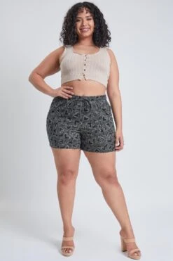 Women's Plus Drawstring Waistband Linen Shorts -Wana Fashion Shop ES2729LN 2804 2 6ab15d59 d78f 4fe9 b801 6f1edce7b191