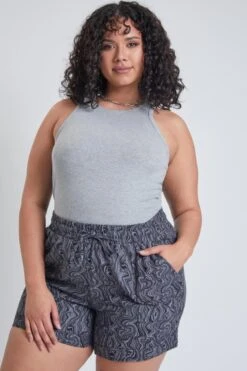 Women's Plus Drawstring Waistband Linen Shorts -Wana Fashion Shop ES2729LN 2829 1