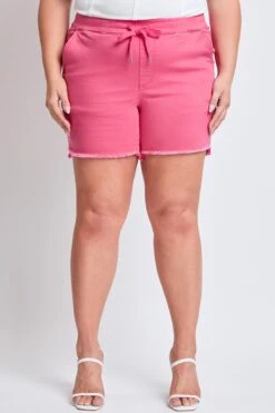 Women's Plus Frayed Hem Pull-on Shorts 36 Women's Plus Frayed Hem Pull-on Shorts -Wana Fashion Shop ES304607 BARPK 1