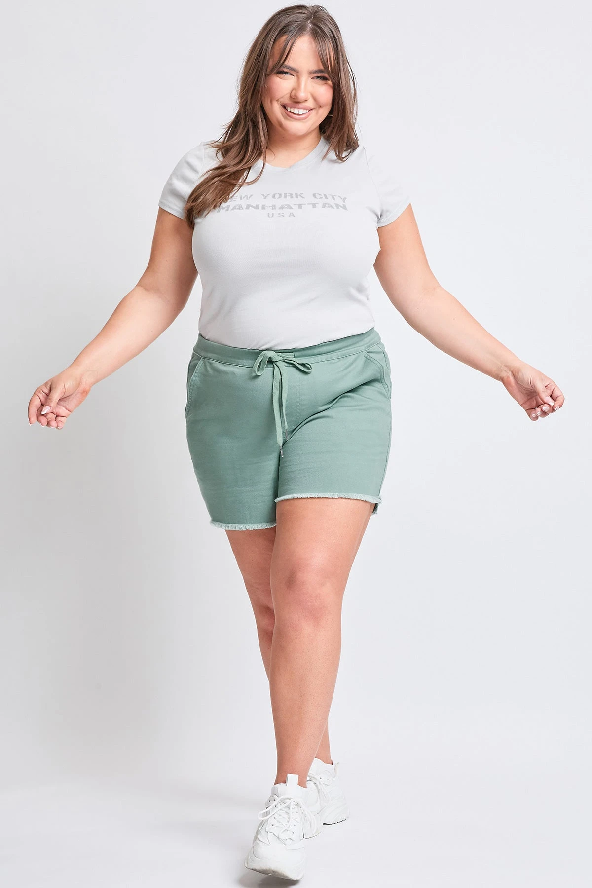 Women's Plus Frayed Hem Pull-on Shorts 9 Women's Plus Frayed Hem Pull-on Shorts - Image 7