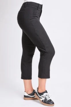 Women's Hyperstretch Crop Straight Leg Pants -Wana Fashion Shop F124131 BLACK 2