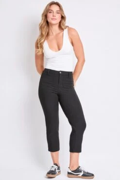 Women's Hyperstretch Crop Straight Leg Pants -Wana Fashion Shop F124131 BLACK 5 6a235a17 b180 4f5d bdfb 592235fd99dd