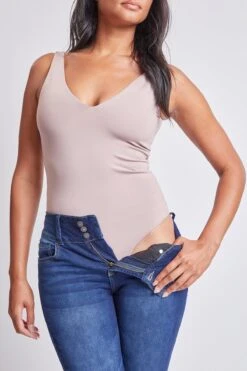 Women's Double V Neck Tank Bodysuit -Wana Fashion Shop FT6235 MAUVE 3 b439eac8 8d3b 4fb8 a367 6c8ae367be16