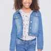 Girls Essential Denim Jacket With Removable Hoodie -Wana Fashion Shop GJ19076 M320 1