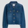 Girls Patch Pocket Oversized Denim Jacket With Fray Hem -Wana Fashion Shop GJ19476 C36 2