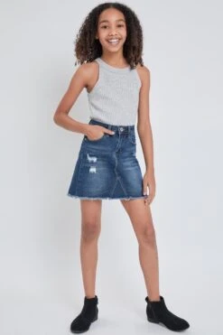 Girls Denim Skirt With Front Seam Detail -Wana Fashion Shop GK45950 2871 1