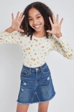 Girls Denim Skirt With Front Seam Detail -Wana Fashion Shop GK45950 2876 1