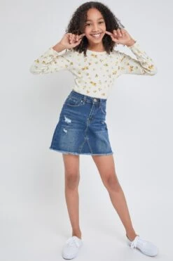 Girls Denim Skirt With Front Seam Detail -Wana Fashion Shop GK45950 2876 2