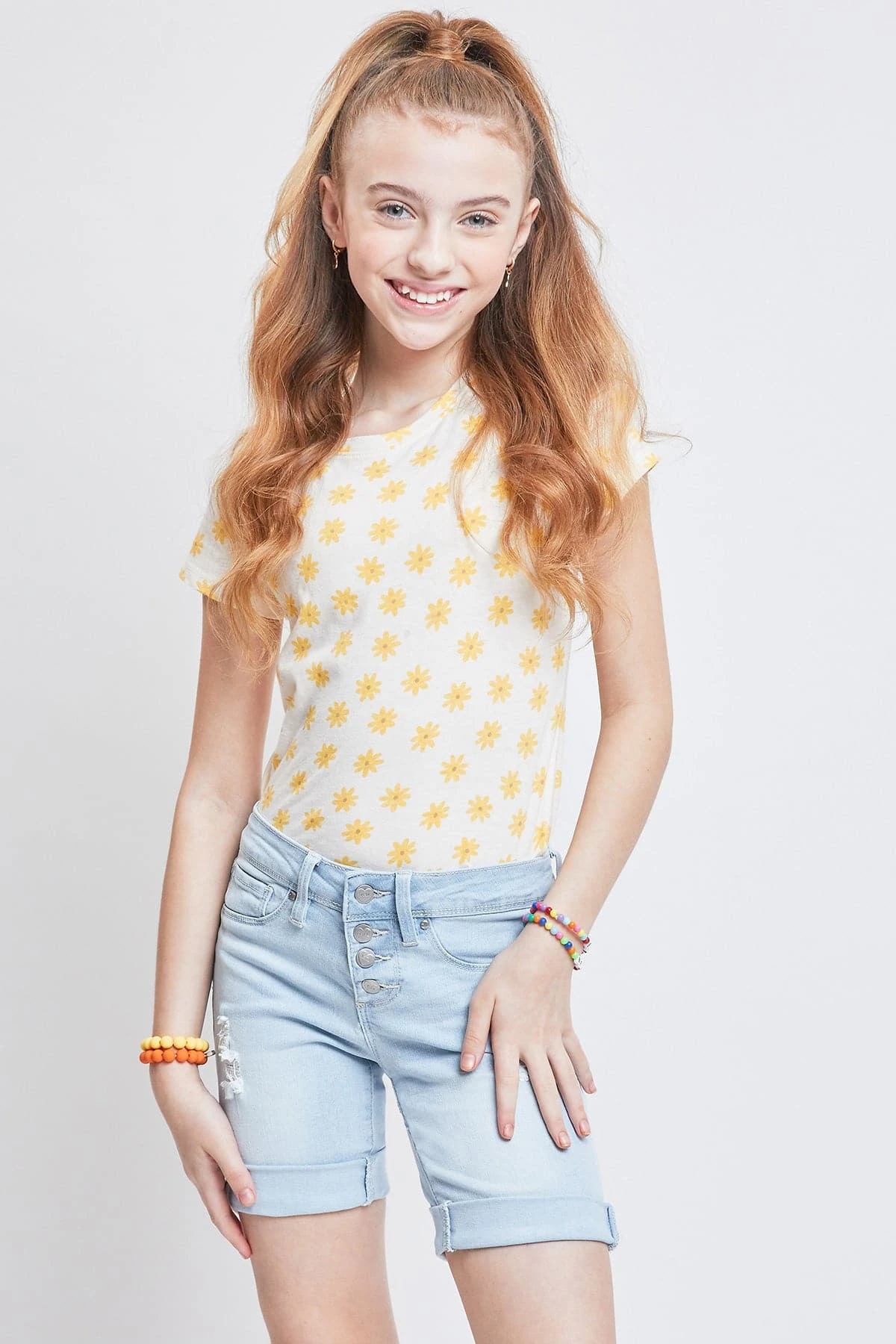 Girls Rolled Cuff Bike Bermuda Shorts 4 Girls Rolled Cuff Bike Bermuda Shorts - Image 2