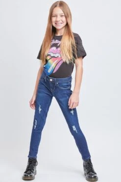 Girls Mid-Rise Essential Skinny Jeans W/Faux Front Pkt 17 Girls Mid-Rise Essential Skinny Jeans W/Faux Front Pkt -Wana Fashion Shop GP157650 S2043 1