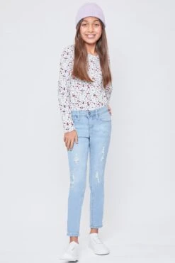 Girls Mid-Rise Essential Skinny Jeans W/Faux Front Pkt 18 Girls Mid-Rise Essential Skinny Jeans W/Faux Front Pkt -Wana Fashion Shop GP157650 L2043 1