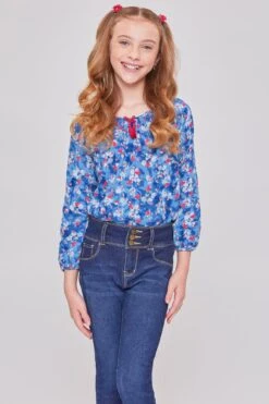 Girls 3 Button Essential Skinny Jeans With Faux Front Pockets -Wana Fashion Shop GP177241 S08 2