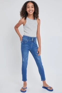 Girls 3 Button Skinny Jeans -Wana Fashion Shop GP177254 M1722 1