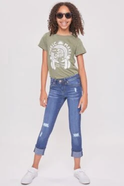 Girls WannaBettaFit Cuff Skinny Jeans -Wana Fashion Shop GP199319 N427 4