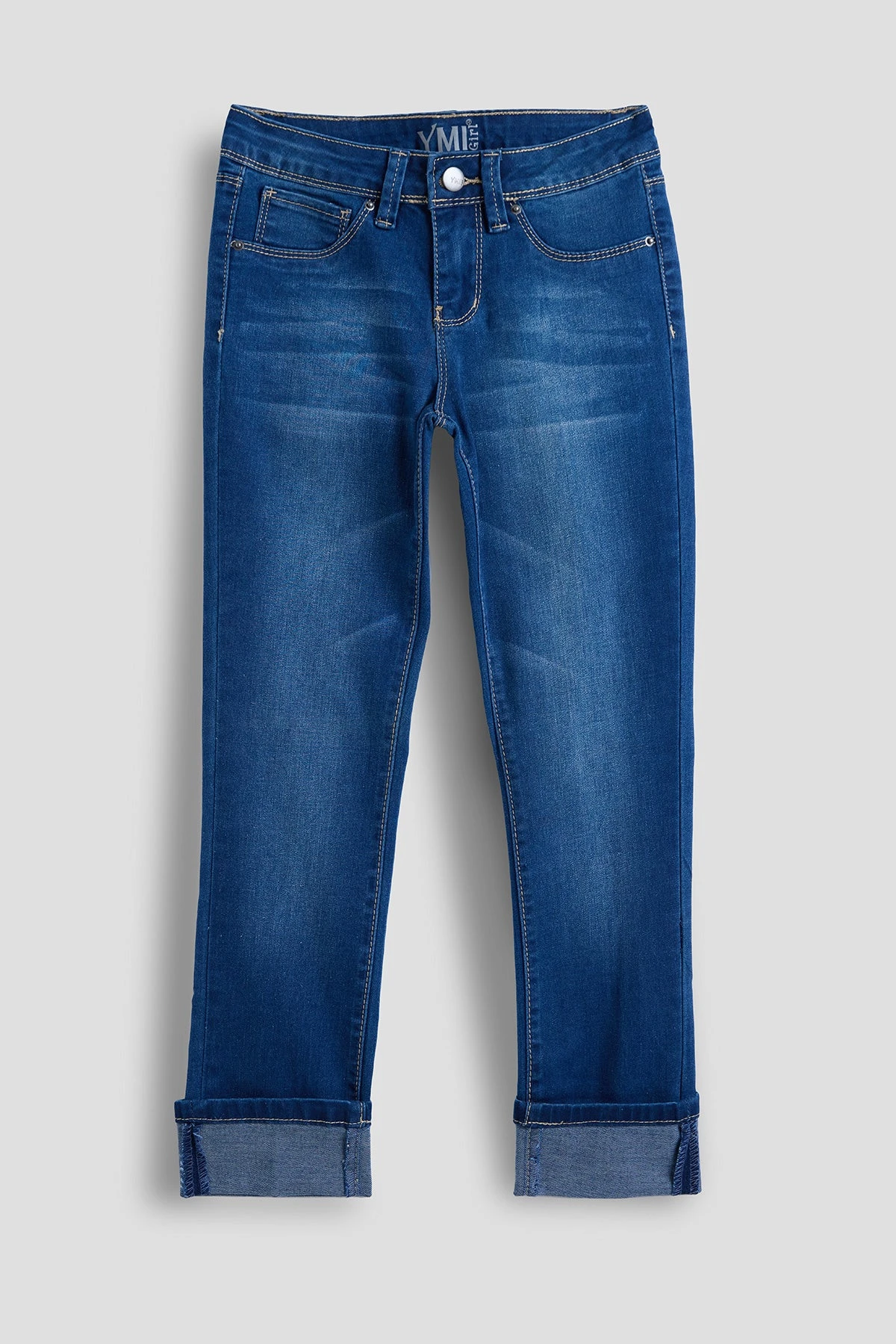 Girls Wide Cuff Denim Skinny Jeans 3 Girls Wide Cuff Denim Skinny Jeans