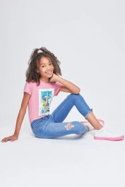 Girls EssentialFray Hem Anklet Jeans -Wana Fashion Shop GP203541 M933 5