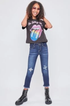 Girls EssentialFray Hem Anklet Jeans -Wana Fashion Shop GP203541 S933 1