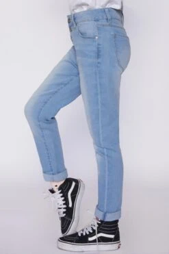Girls Exposed Button High Waist Ankle Jeans -Wana Fashion Shop GP216258 L1722 3
