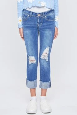 Girls WannaBettaFit Mid-Rise Mega Cuff Skinny Jeans -Wana Fashion Shop GP218951 M1961 2