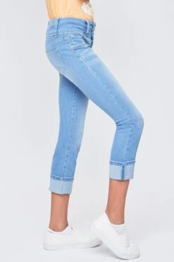 Girls Essential 3 Button Wide Cuff Skinny Jeans 31 Girls Essential 3 Button Wide Cuff Skinny Jeans -Wana Fashion Shop GP222141 L04 3