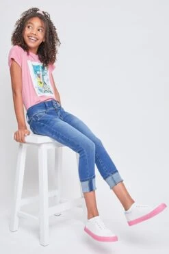 Girls Essential 3 Button Wide Cuff Skinny Jeans 37 Girls Essential 3 Button Wide Cuff Skinny Jeans -Wana Fashion Shop GP222141 M04 1