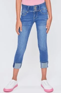 Girls Essential 3 Button Wide Cuff Skinny Jeans 34 Girls Essential 3 Button Wide Cuff Skinny Jeans -Wana Fashion Shop GP222141 M04 2