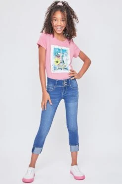 Girls Essential 3 Button Wide Cuff Skinny Jeans 33 Girls Essential 3 Button Wide Cuff Skinny Jeans -Wana Fashion Shop GP222141 M04 5