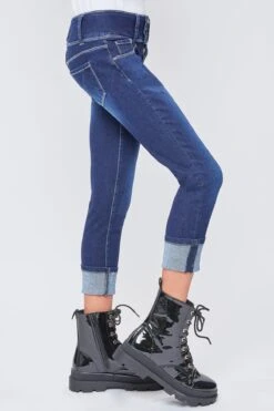 Girls Essential 3 Button Wide Cuff Skinny Jeans 23 Girls Essential 3 Button Wide Cuff Skinny Jeans -Wana Fashion Shop GP222141 S04 3