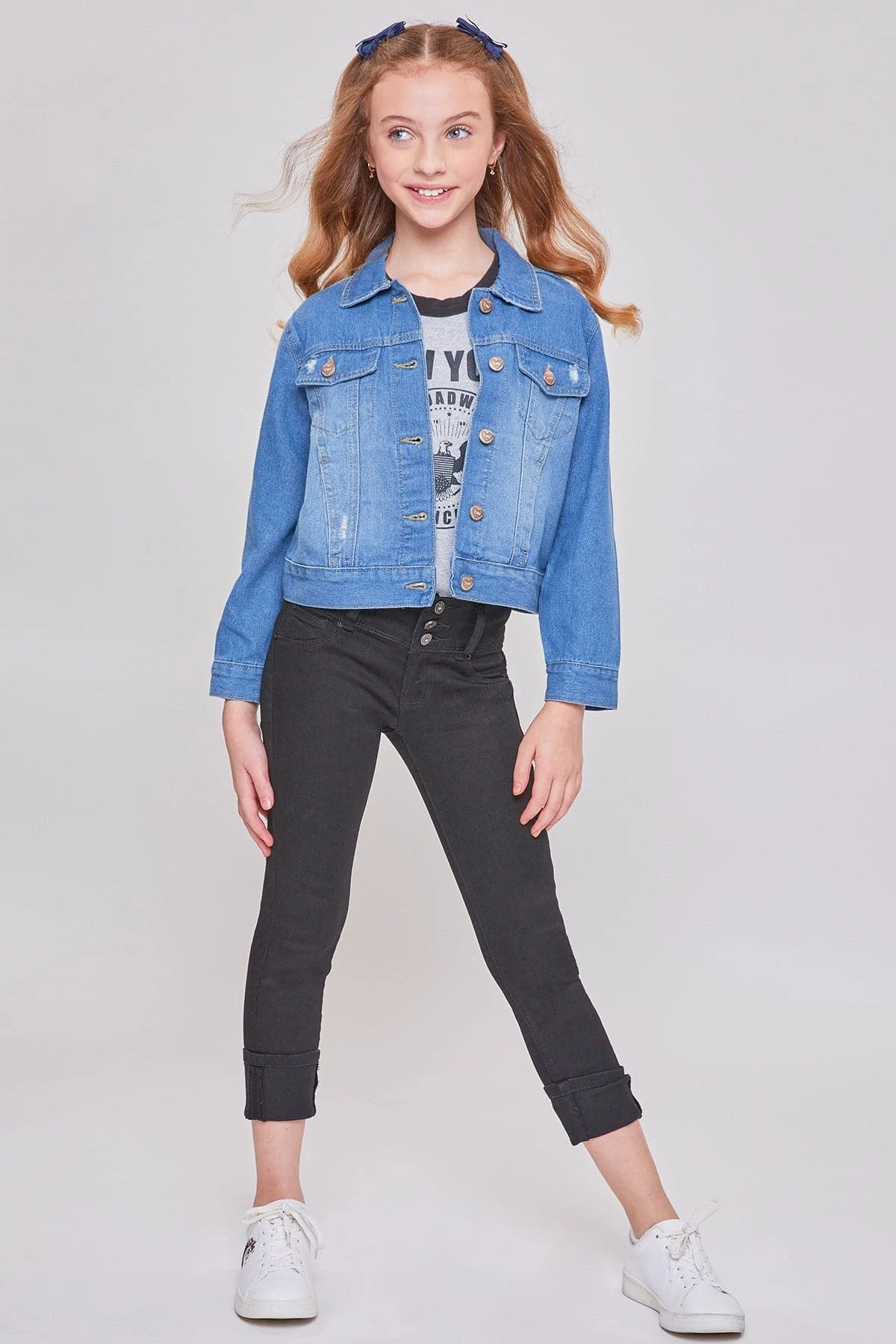 Girls Essential 3 Button Wide Cuff Skinny Jeans 8 Girls Essential 3 Button Wide Cuff Skinny Jeans - Image 6
