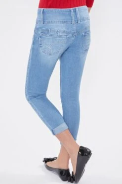 Girls WannaBettaFit 3-Button Roll Cuffed Distressed Skinny Jeans -Wana Fashion Shop GP222941 2034 4