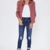 Girls WannaBettaFit 3-Button Roll Cuffed Distressed Skinny Jeans -Wana Fashion Shop GP222941 2036 1