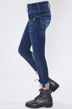 Girls WannaBettaFit 3-Button Roll Cuffed Distressed Skinny Jeans -Wana Fashion Shop GP222941 2036 3