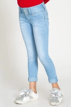 Girls WannaBettaFit 3-Button Roll Cuffed Distressed Skinny Jeans -Wana Fashion Shop GP222941 553 2
