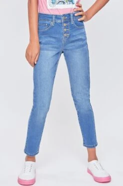 Girls Exposed Buttons High Rise Skinny Jean -Wana Fashion Shop GP232741 M08 3